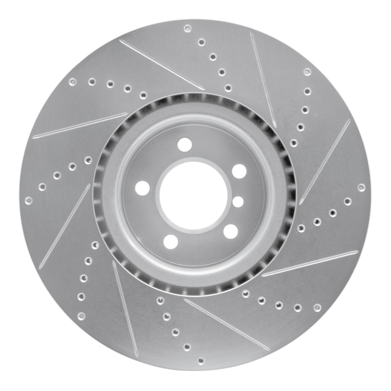 Land Rover Range Rover Brake Rotor (1) - Front Left - R1 Concepts - Drilled & Slotted - Silver - `10-`12